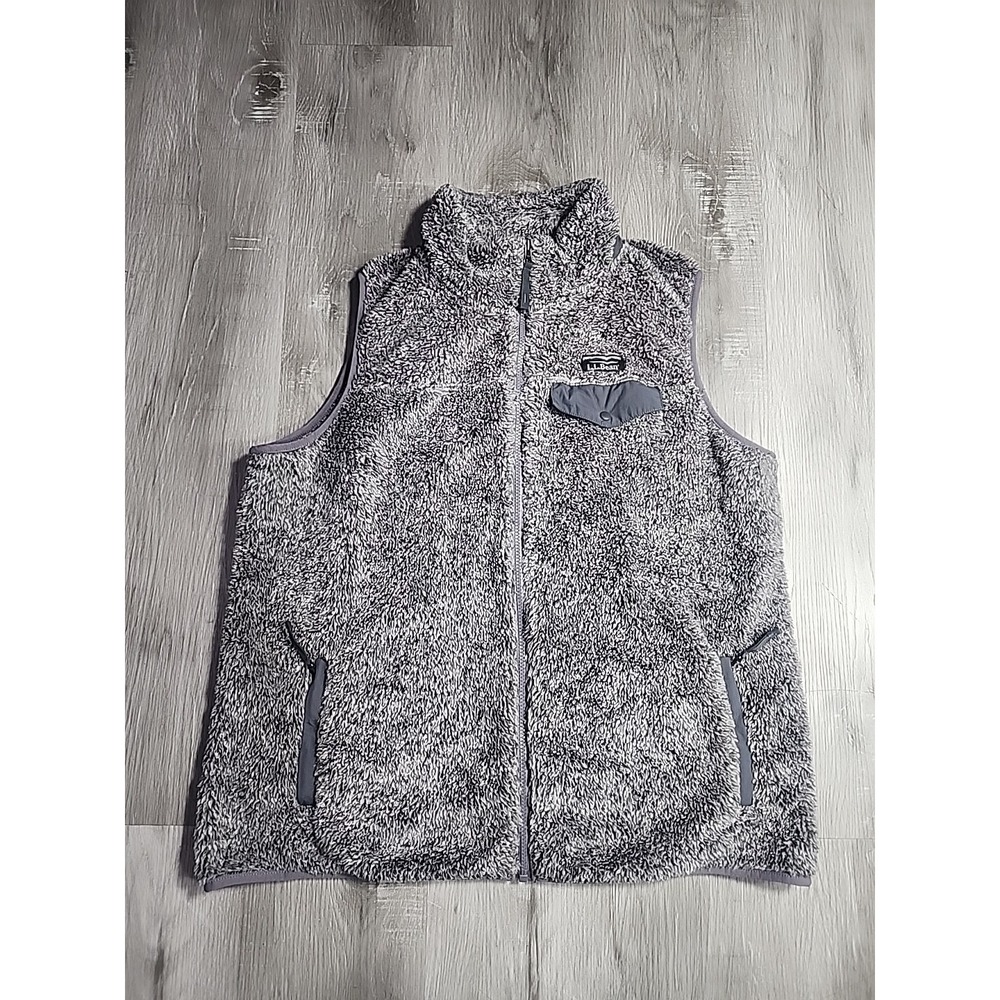 L.L. Bean Mountain Pile Fleece Sherpa Vest Full Zip Mock Neck Women Sz XL 505114
